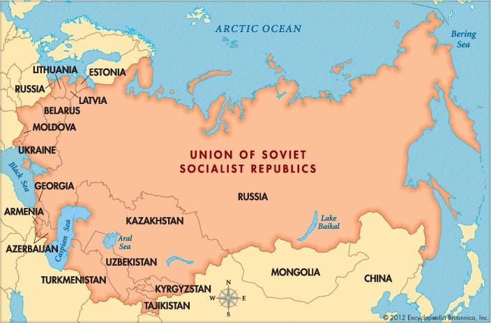 mapa świata z ZSRR