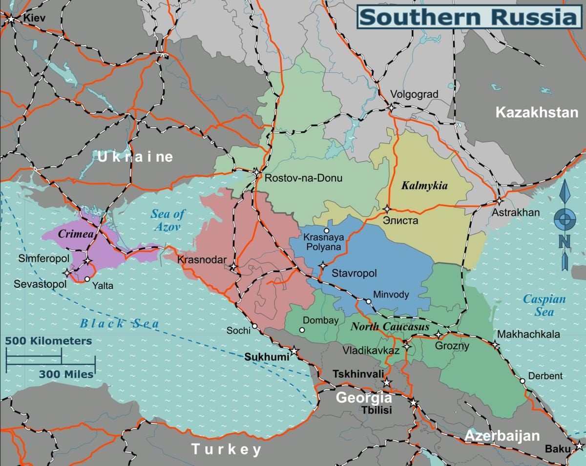 mapa Południa Rosji