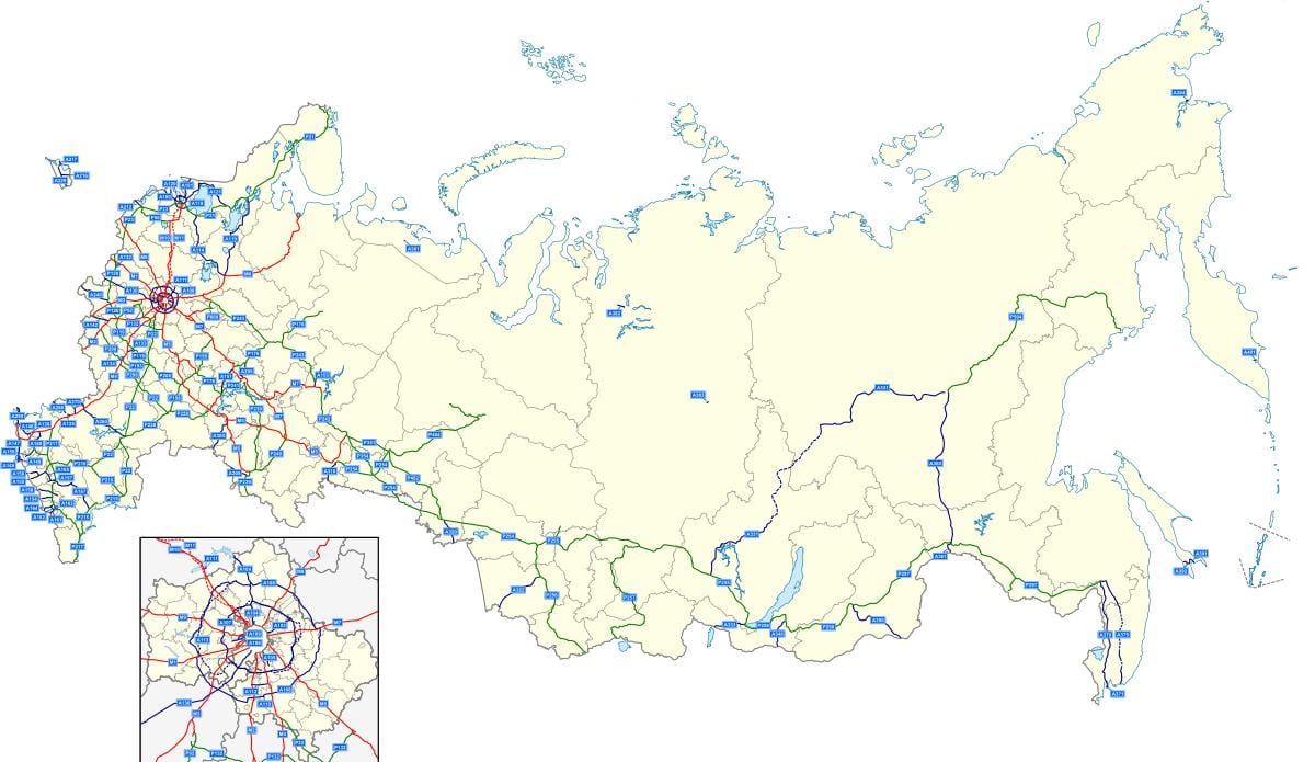 mapa rosyjskich dróg