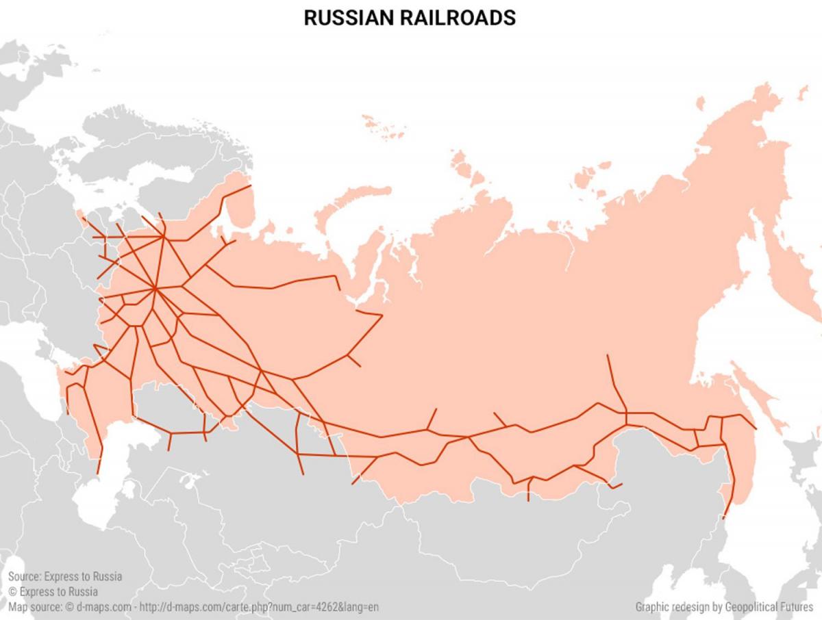 mapa Rosji transport