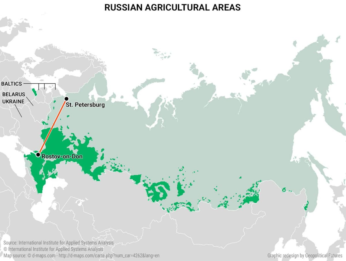 mapa rosyjskiego rolnictwa