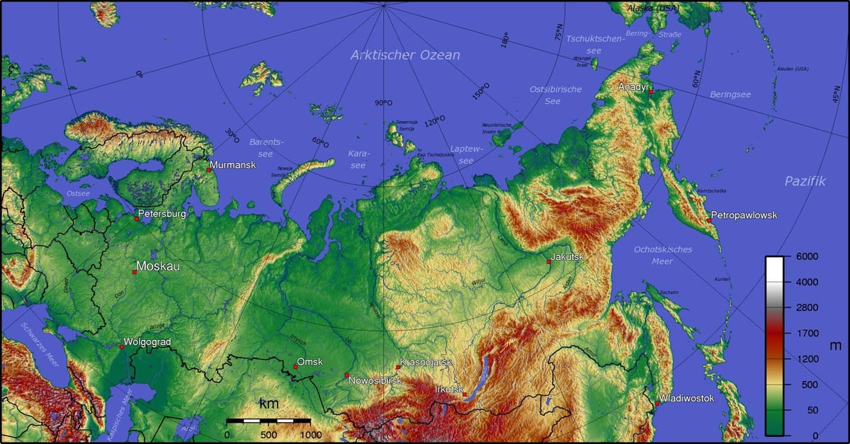 topograficzna mapa Rosji