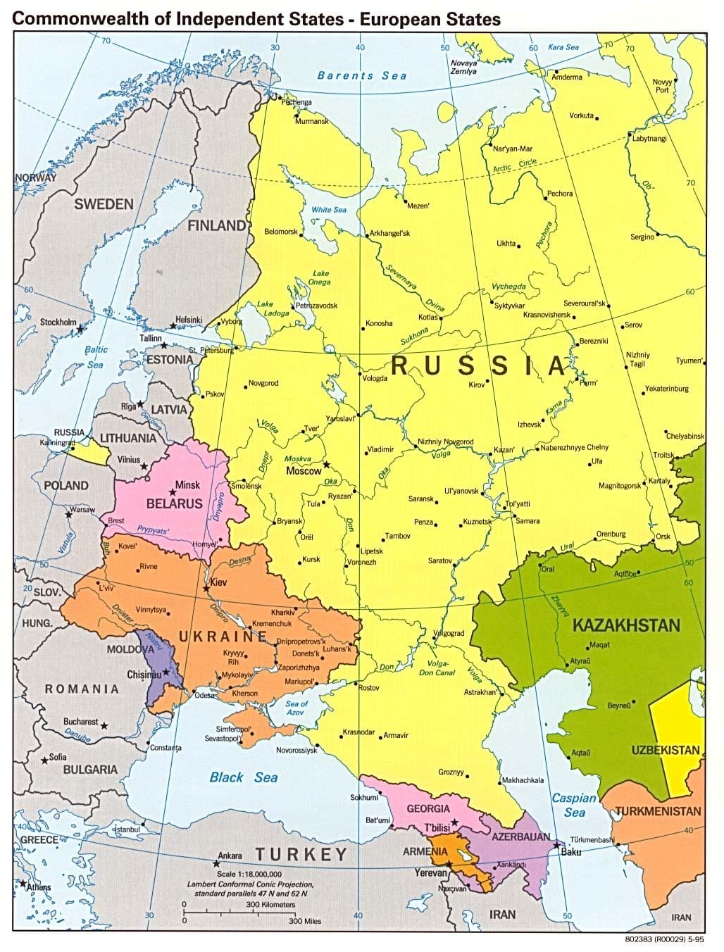 mapa Zachodniej Rosji