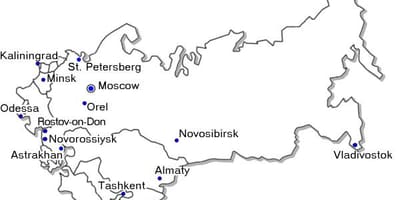 Mapa Rosji z dużymi miastami